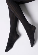 Collant in Cotone con Motivo Geometrico Cotton Knit - Nero - Black | Oroblù