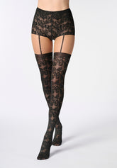 Collant effetto Reggicalze con Culotte Desire Lace 40 - Nero - Black | Oroblù