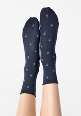 Blickdichte Socken mit Blumenmuster - Blau 11 - Blue 11 | Oroblù
