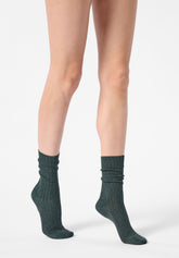 Chaussette en Coton et Lamé à côtes Diamonds Rib - Vert Forêt 2 - Forest 2 | Oroblù
