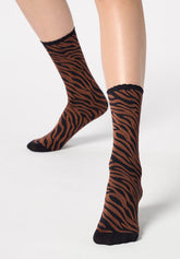 Blickdichte Socken Savage - Schwarz und Kakao - Black/cacao | Oroblù