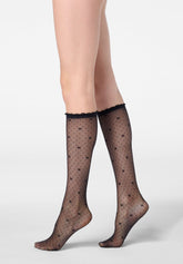Mi‑bas transparent micro‑motif Graceful 20 - Noir - Black | Oroblù