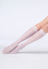 Halbhohe Kniestrümpfe mit Spitzenoptik Lace Allure 30 - Flieder 12 - Lilac 12 | Oroblù