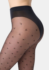 Hauchdünne Strumpfhose mit Blumenmuster Floret 20 - Schwarz - Black | Oroblù