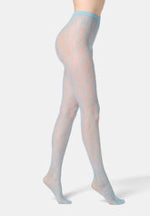 Collant a Rete con Motivo Floreale Rosy Net - Azzurro Cielo 8 - Sky 8 | Oroblù