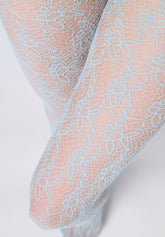 Collant a Rete con Motivo Floreale Rosy Net - Azzurro Cielo 8 - Sky 8 | Oroblù
