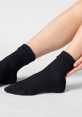 Ripp‑Socke aus Bio‑Baumwolle - Schwarz - Black | Oroblù