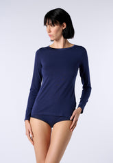 Maglia Manica Lunga in Cotone e Modal Perfect Line Cotton - Blu - Blue | Oroblù