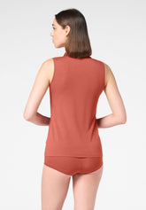 T-Shirt mit amerikanischem Halsausschnitt aus Perfect Line Cotton - Terrakotta - Terracotta | Oroblù