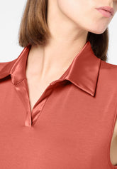 T-Shirt mit amerikanischem Halsausschnitt aus Perfect Line Cotton - Terrakotta - Terracotta | Oroblù
