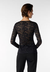 Maglia Manica Lunga In Pizzo Glamour Lace - Nero - Black | Oroblù