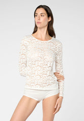 Maglia Manica Lunga In Pizzo Glamour Lace - Burro - Butter | Oroblù