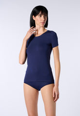 Maglia Manica Corta in Cotone e Modal Perfect Line Cotton - Blu - Blue | Oroblù