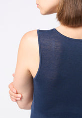 Top Spalla Larga in Micromodal e Cashmere Perfect Line Cashmere - Blu - Blue | Oroblù
