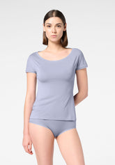T‑Shirt mit Rundhals und kurzen Ärmeln aus Modal Perfect Line Modal - Grau-Blau - Crystal grey | Oroblù
