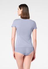 T‑Shirt mit Rundhals und kurzen Ärmeln aus Modal Perfect Line Modal - Grau-Blau - Crystal grey | Oroblù