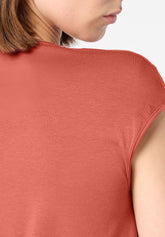 V‑Ausschnitt‑T‑Shirt aus Baumwolle und Modal Perfect Line Cotton - Terrakotta - Terracotta | Oroblù
