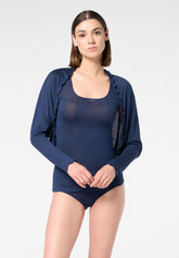 Cache‑Cœur aus Micromodal und Kaschmir Perfect Line Cashmere - Blau - Blue | Oroblù