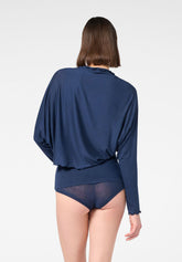 Cache‑Cœur aus Micromodal und Kaschmir Perfect Line Cashmere - Blau - Blue | Oroblù