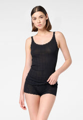 Top mit schmalen Trägern aus Fil d’Écosse Luxe - Schwarz - Black | Oroblù