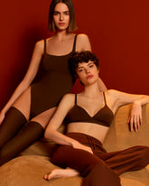 Body Spallina Stretta in Eco-Microfibra Elasticizzata Skinwear - Marrone Scuro - Dark brown | Oroblù